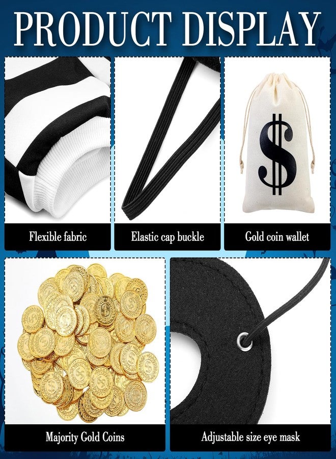 Velmitten Dogs Robber Costume for Pets Halloween Robber Puppy Costume Set, Pooch Shirts Washable Dog Hat Thief Eye Mask Money Sacks Bag 20 Pcs Plastic Gold Coin for Pup Cosplay Party (S) - Image 2
